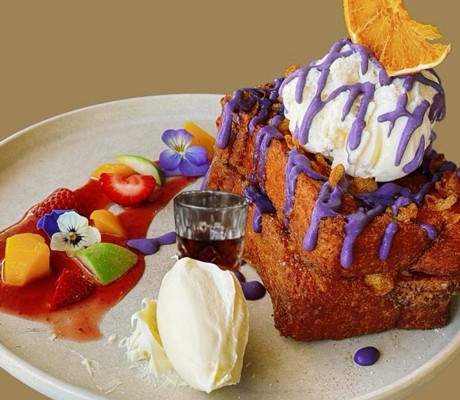 Earl Grey French toast plated at The Upside on Prospect